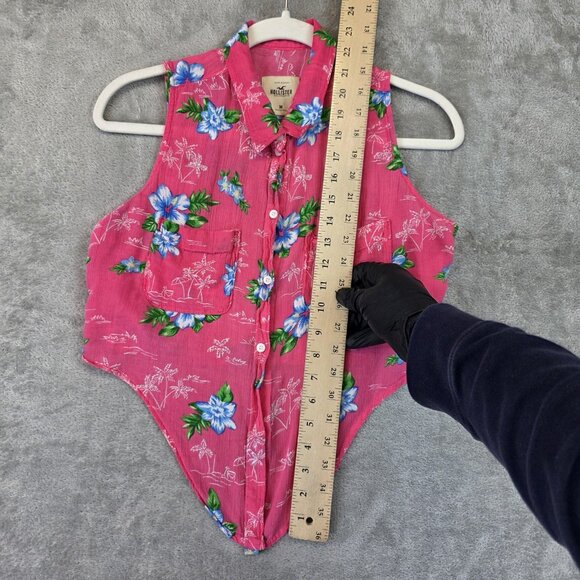 Hollister Shirt Womens Medium Floral Sleeveless Button Up Hawaiian Summer Top - Picture 3 of 7